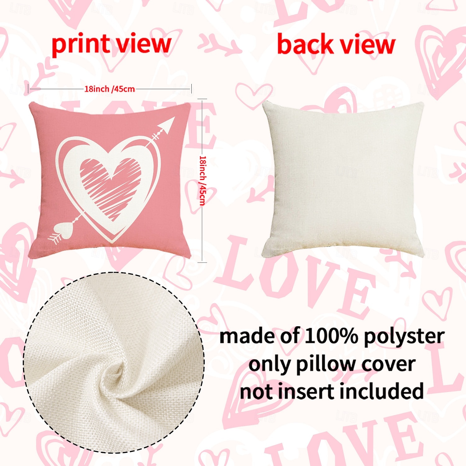Valentine's Day Heart Pillow Cover, Durable and Breathable Cushion, Comfortable for Sofa, Living Room, Perfect for Creating a Cozy and Romantic Holiday Atmosphere in Your Home Decor 2026 - $13.99 –P5