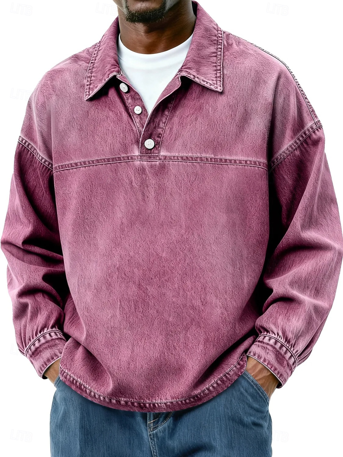 Herren Baumwoll-Poloshirt Lässig Urlaub Klassisch Langarm Mode Basic Einfarbig Einfach Vintage-Stil Gewaschen Winter Frühling & Herbst Ganzjahres Lässiger Schnitt Schwarz Hellgrün Rosa Marineblau 2026 - $33.99 –P4