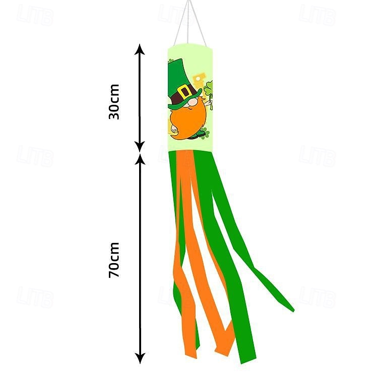 Szent Patrik-napi szélzsák zászló, ír dizájn, Szent Patrik-napi fesztivál dekoráció, színes kültéri szélzsák ünnepi ünneplésre, lóhere &lóhere design. 2026 - $8.99 –P17