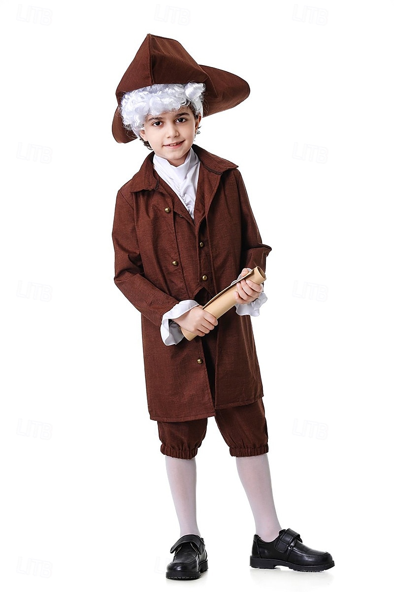 250e jubileum VS Rococo Barok Outfits Lange Mouwen George Washington Koloniaal Onafhankelijkheidsoorlog Kostuum Jongens Carnaval Independence Day 4 juli Kinderen Jas Broeken Kraag 2026 - $46.99 –P6