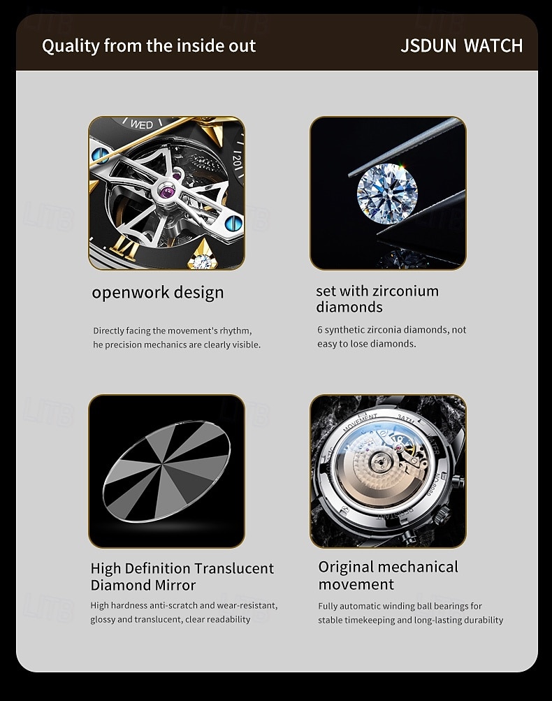 Часы OLEVS для мужчин автоматические кожаный ремешок календарь циферблат-скелетон классические водонепроницаемые часы Moonwatch 7009 2026 - $115.99 –P2