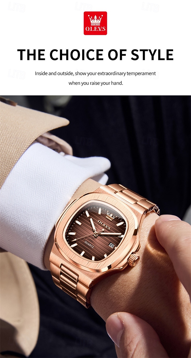 Новые бизнес-часы Olevs украшены светящимися элементами и календарем квадратный наутилус водонепроницаемые спортивные модные и повседневные кварцевые наручные часы 2026 - $32.99 –P17