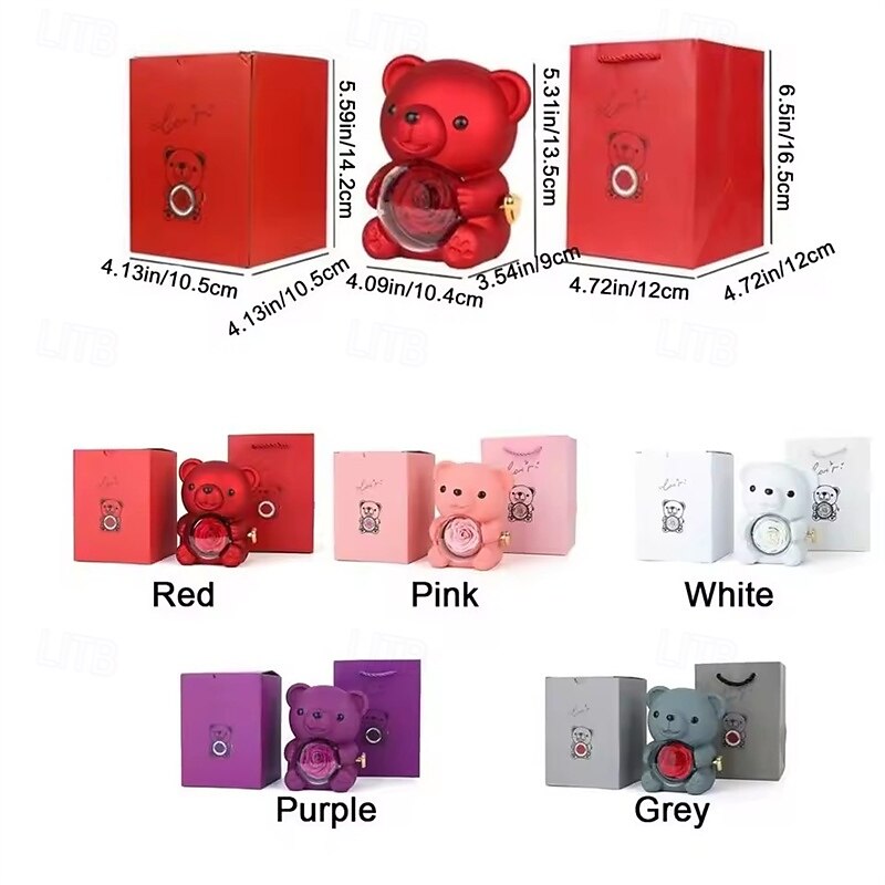 Plastic draaibare knuffelbeer sieradendoos, romantische schattige rozenbeer geschenkdoos met zeeproos sieradendisplay, verjaardagscadeau, Moederdagcadeau, Valentijnsdagcadeau voor haar 2026 - $29.99 –P9