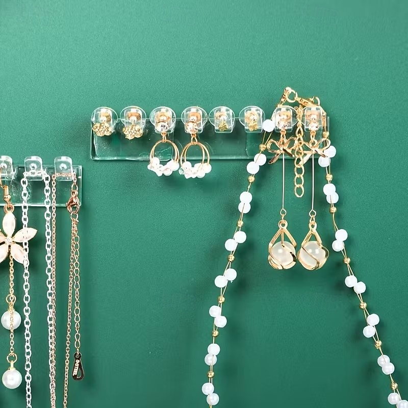 12 buc suport de depozitare bijuterii montat pe perete, simplu, transparent, pentru cercei, coliere, brățări, organizator, suport de depozitare pentru acasă, cadou de Ziua Îndrăgostiților 2026 - $13.49 –P5