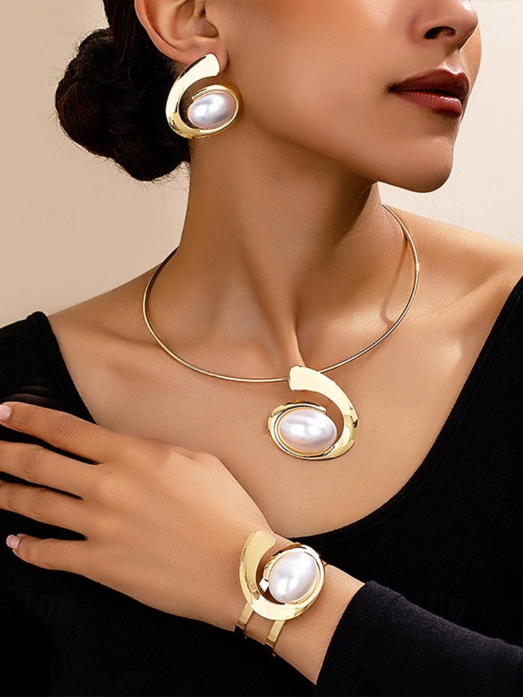 סט תכשיטי סגסוגת בוהמי לנשים עם אבני טורקיז - שרשרת, עגילים וצמיד, זמינים במגוון צבעים - מושלם לאירועים יומיומיים וחגיגיים 2026 - $14.99 –P2