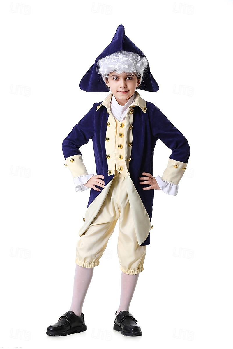 250e anniversaire des États-Unis Rococo Baroque Tenues Manches longues George Washington Alexander Hamilton Epoque Coloniale Déguisement Garçons Carnaval Jour de l'indépendance 4 juillet Enfant de 2026 ? $58.99 –P1