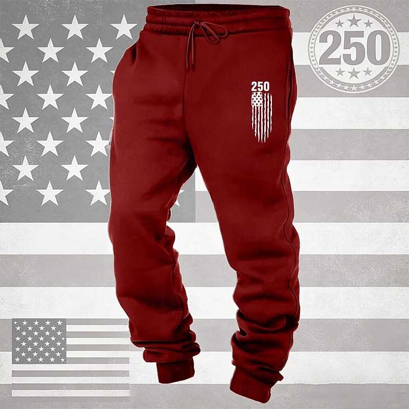 Herr Joggingbyxor Joggare Långbyxor Snörning Ficka Elastisk midja Landsflagga Komfort Andningsfunktion Dagligen Utomhus Amerikas 250-årsjubileum Semester Mode Vit Vin Microelastisk 2026 - $13.49 –P12