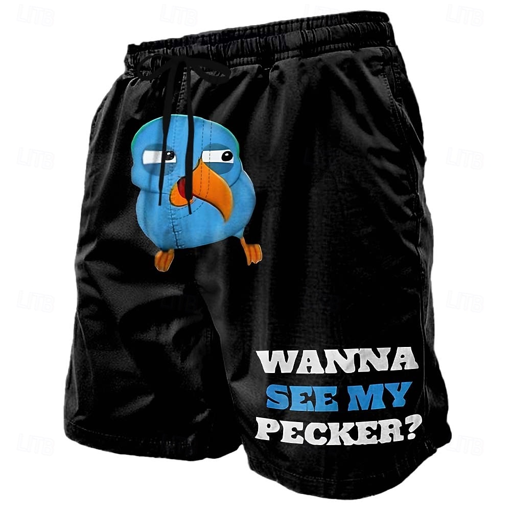 Homens Animal Pássaro Gíria engraçada Calção Justo de Natação Shorts de Natação Bermuda de Surf Cintura Média Engraçado Casual férias na praia Bolsos laterais Forro de malha Cintura elástica com de 2026 por $20.99 –P1