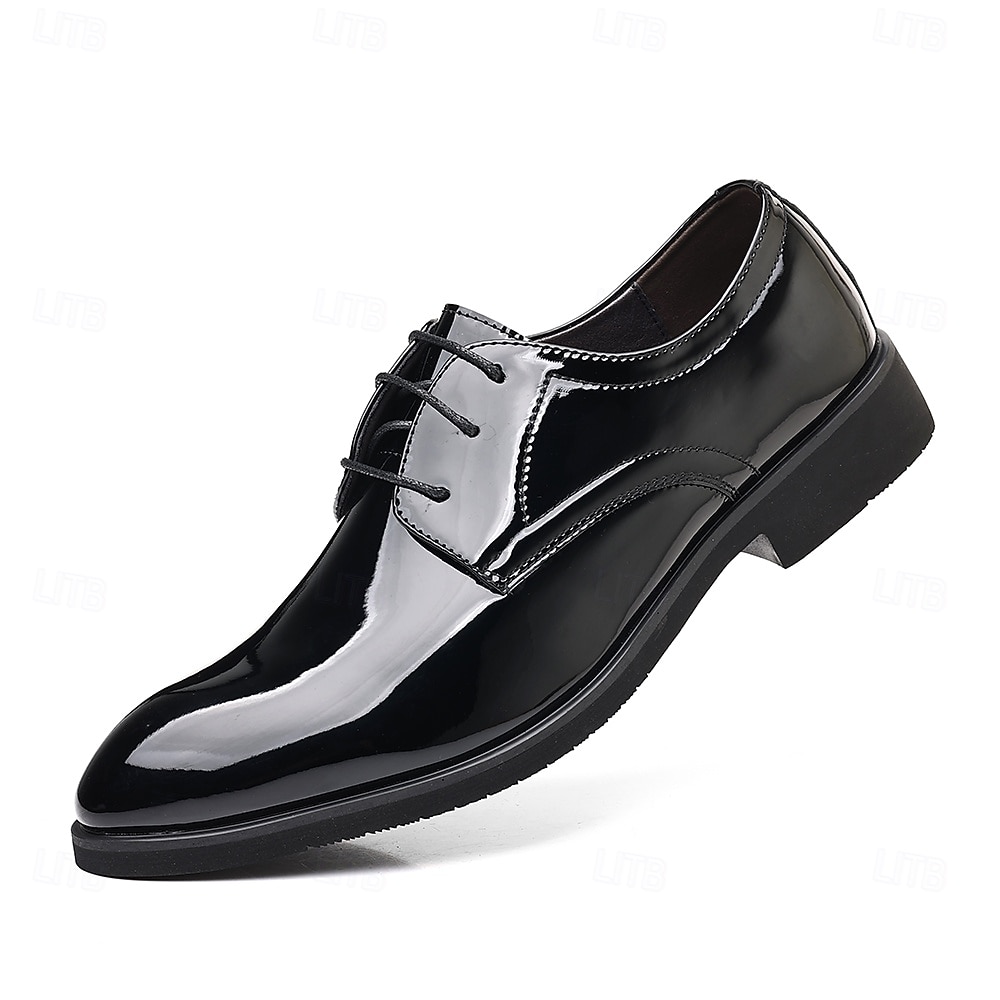 Zapatos de vestir de charol marrón brillante para hombre, elegantes zapatos formales para bodas, ideales para novios, padrinos de boda e invitados a la boda, cómodos y elegantes para ocasiones formales de boda. 2026 - $54.99 –P1