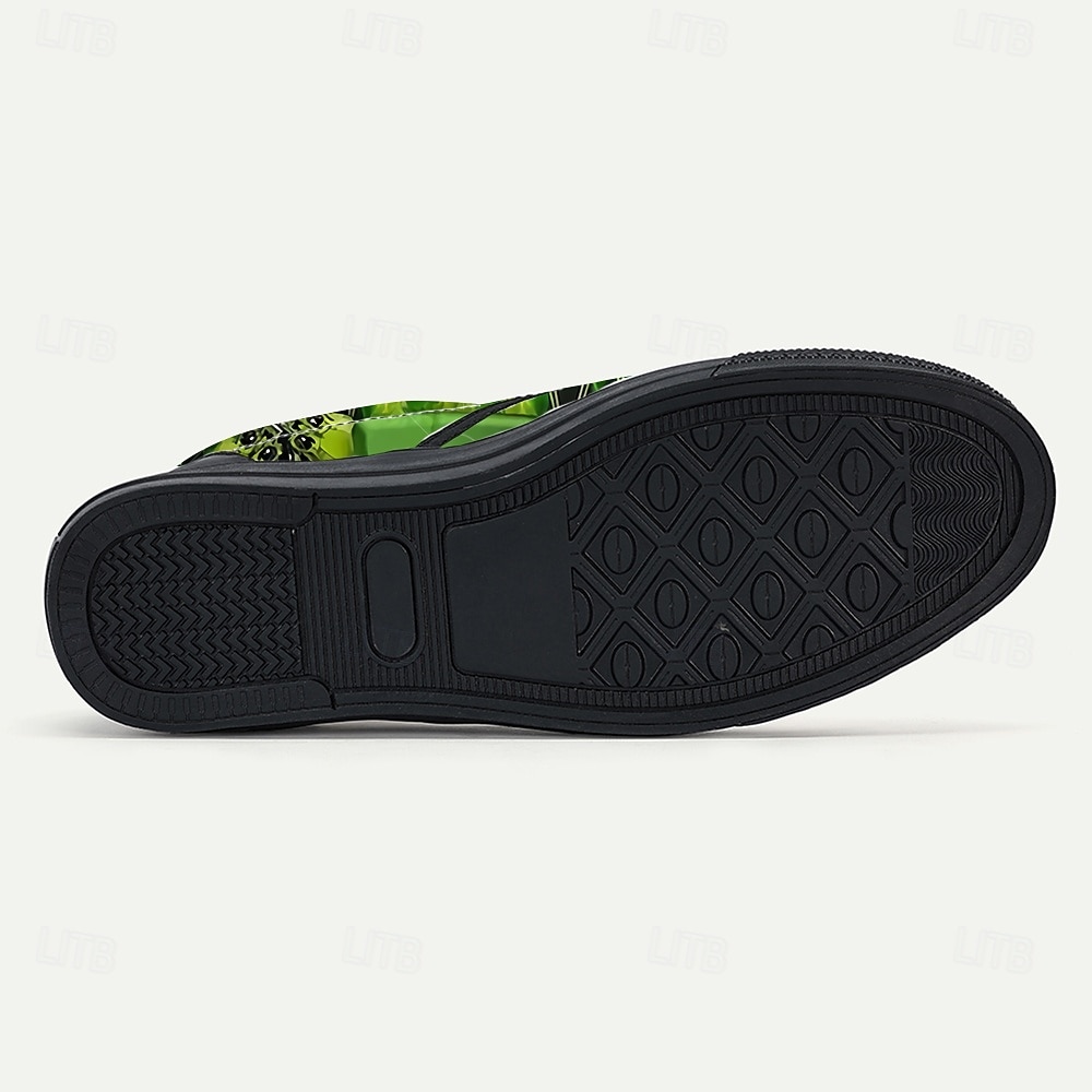 Ανδρικά πράσινα φλοράλ slip-on παπούτσια – μοναδικό σχέδιο με νεκροκεφαλή και τριφύλλι, άνετα και κομψά υποδήματα για την ημέρα του Αγίου Πατρικίου και casual γιορτές 2026 - $46.99 –P7