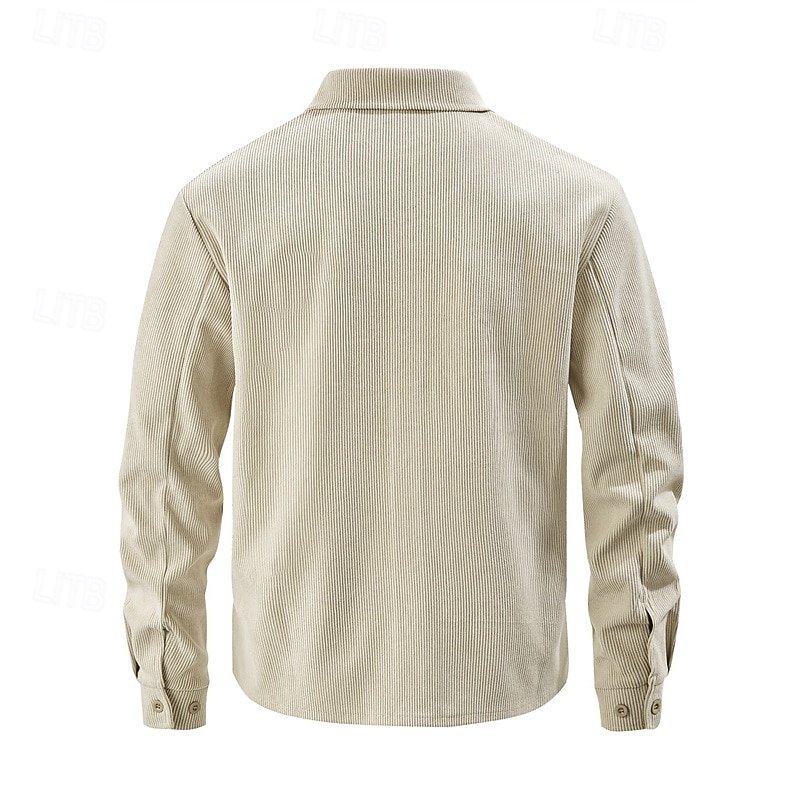 Hombre Camisa Camisa casual Camisa de playa Camisa de Pana Abotonar la camisa Negro Marrón Verde Ejército Albaricoque Gris Manga Larga Color sólido Diseño Diario Vacaciones Bolsillo Ropa Moda Casual 2026 - $36.99 –P13