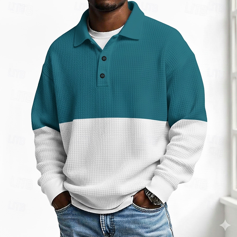 Ανδρικά Συνδυασμός Χρωμάτων Πόλο Μακρυμάνικο Μπλουζάκια πόλο Πέτο Καθημερινό Σχολείο Ένδυση γυμναστικής και άθλησης Καθημερινά Ρούχα 3D εκτύπωση Άνοιξη Φθινόπωρο 2026 - $28.99 –P2