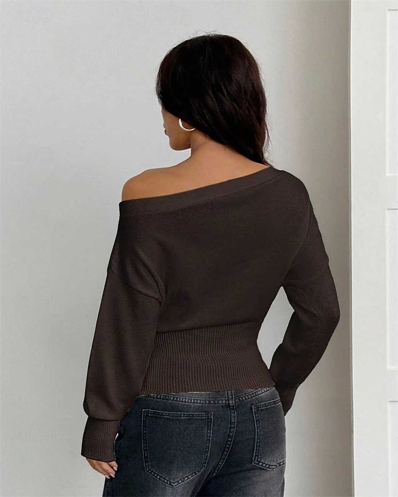 Жен. Блуза Нарядные Топы Рюши Туника Полотняное плетение Элегантный стиль Винтаж Дамы Длинный рукав С открытыми плечами Обычные топы Повседневные Офис Праздники Черный Белый Винный Коричневый Серый 2026 - $33.99 –P8