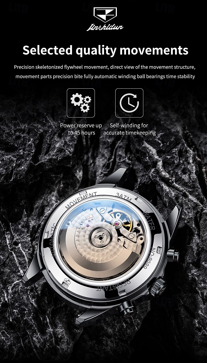 Часы OLEVS для мужчин автоматические кожаный ремешок календарь циферблат-скелетон классические водонепроницаемые часы Moonwatch 7009 2026 - $115.99 –P8