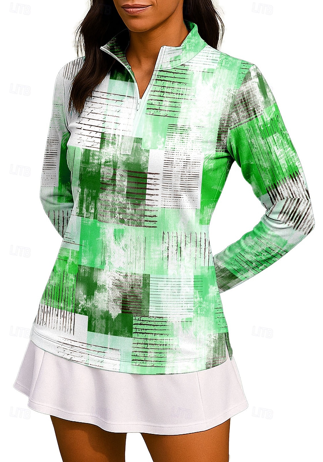 Damen Geometrisch Farbverlauf Shirt Sporthemd Golf-Poloshirt Tennis Shirt Langarm Reißverschluss Blumen UPF50+ UV-beständig Hohe Elastizität Feuchtigkeitsableitend Atmungsaktiv Tennis Golfspiel 2026 - $25.99 –P5
