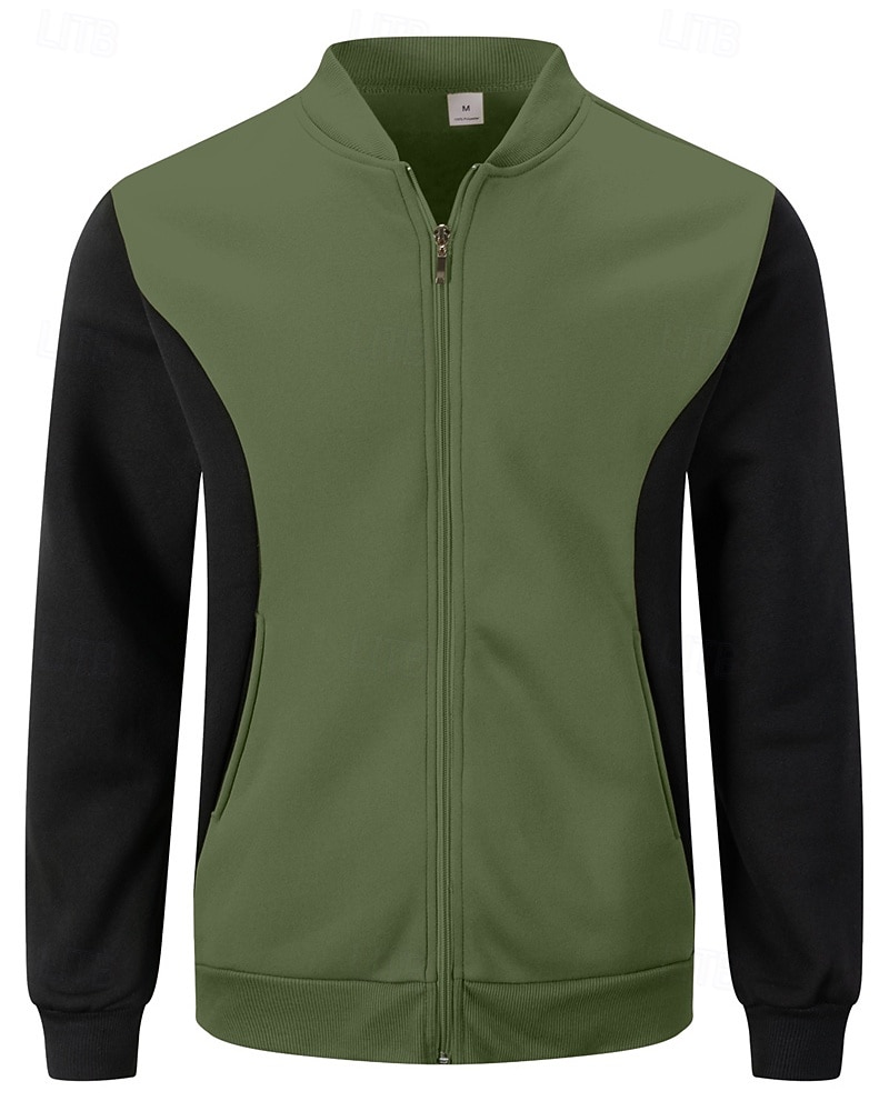 Муж. Легкая куртка Повседневная куртка Повседневные на открытом воздухе Карман Весна Осень Контрастных цветов Уличный стиль Стиль Воротник-стойка Обычная 2026 - $24.99 –P10