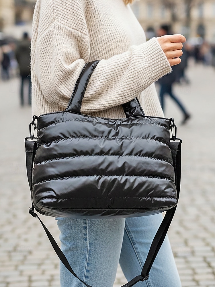 női könnyű, steppelt, puffos, keresztpántos táska - többszínű, vízálló, párnázott kézitáska mindennapi ingázáshoz 2026 - $14.99 –P3