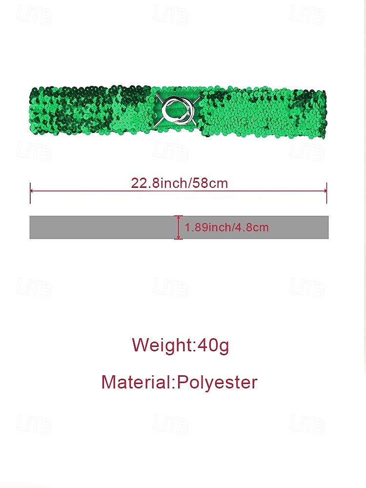 Women's Sequin Belt, Stretch Polyester Material, Available in Multiple Colors, Perfect for St. Patrick's Day, Carnival and Everyday Wear 2026 - $11.99 –P7