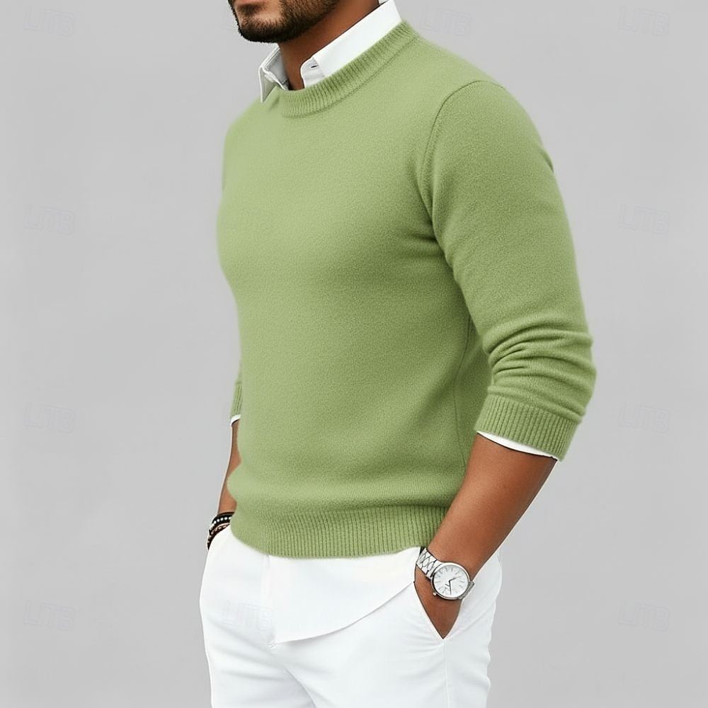 Men's Premium Pure Wool Cashmere Crewneck Sweater Classic Knit Pullover Jumper Soft Warm Breathable 2026 - $123.99 –P3