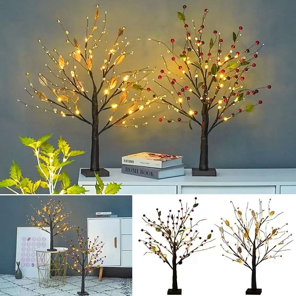 Arbre lumineux LED doré en forme d'arbre à fruits, 53 cm, fonctionne avec des piles AAA. Idéal pour une chambre, une tête de lit, un salon, une salle à manger ou une ambiance festive. Décoration de 2026 ? $23.99 –P2