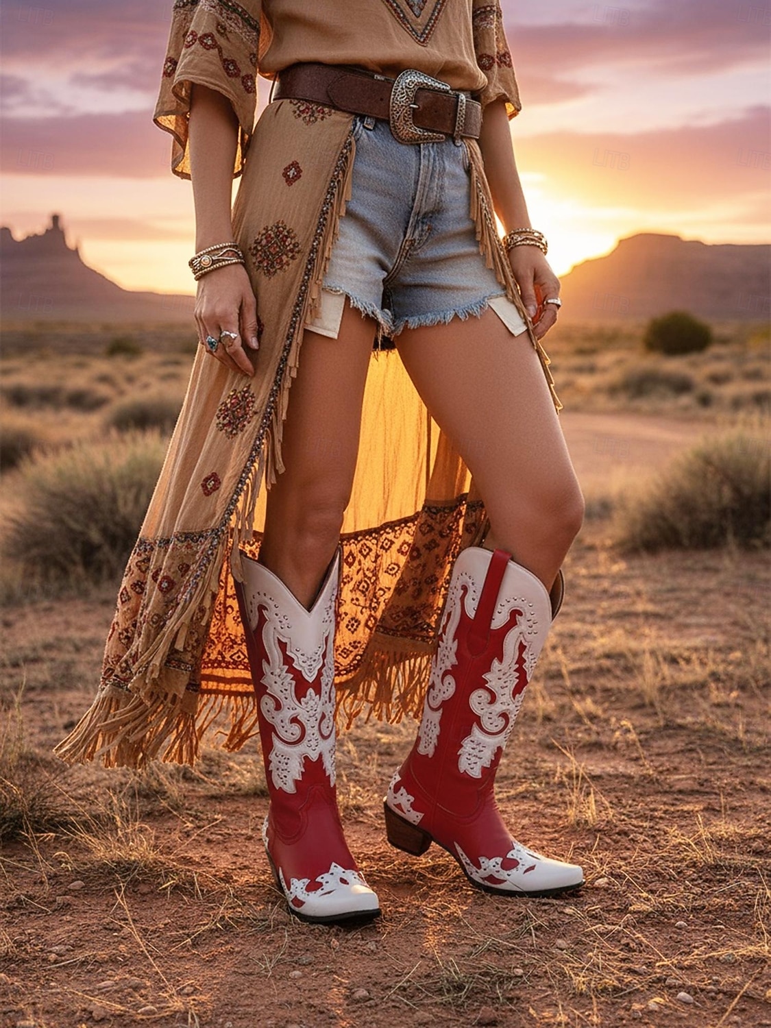 Dames Mardi Gras Rode Cowboylaarzen met Nieten - Festivalstijl Westernlaarzen Ideaal voor Carnaval Parades Kostuumfeesten Straat Festivals  Themed Vieringen 2026 - $99.99 –P8