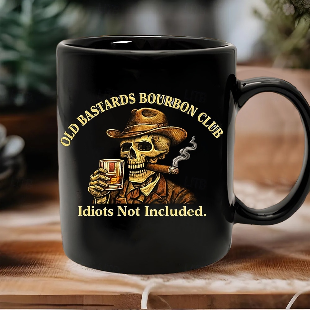 Old Bastards Bourbon Club-mugg, "Bourbon fixar nästan allt – idioter ingår inte" whiskymugg, vintage bourbonälskare-gåva 2026 - $16.99 –P2