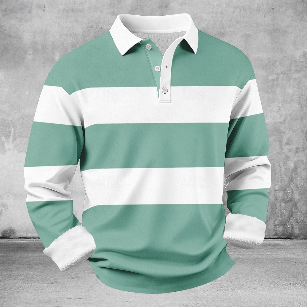 Ανδρικά Γεωμτερικό Οριζόντιες λωρίδες Μπλουζάκια πόλο Πουκάμισα Themmal Μακρυμάνικο Μπλουζάκια πόλο Πέτο Καθημερινό Ένδυση γυμναστικής και άθλησης Αργίες Καθημερινά Ρούχα 3D εκτύπωση 2026 - $25.99 –P2