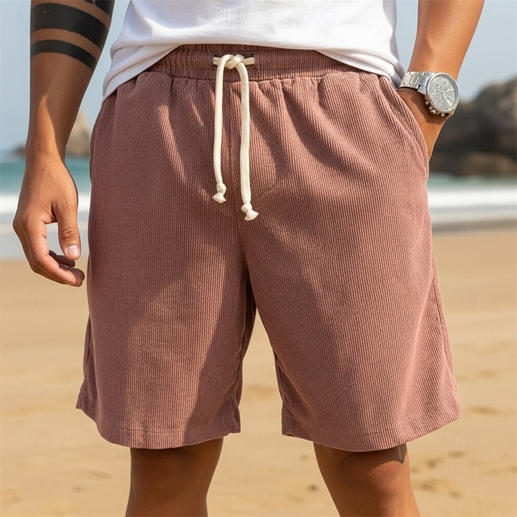 Herr Sommarshorts Beach Shorts Casual shorts Manchester Shorts Snörning Elastisk midja Ensfärgat Komfort Knelängd Dagligen Utomhus Helgdag Semester Mode Marinblå Kaki Microelastisk 2026 - $17.99 –P8