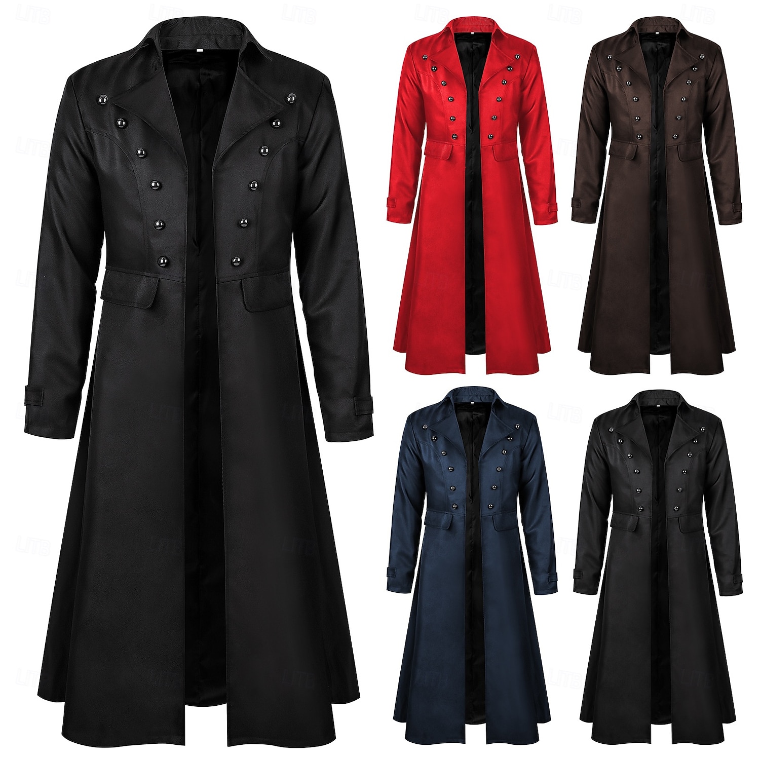 Retro Vintage Punk & Gothic Medieval Coat Tuxedo Tailcoat Long Sleeves Ebenezer Scrooge Vampire Knight Ritter Fancy Dress Men's Steampunk Halloween Performance LARP Ren Faire Adults Coat 2026 - $60.99 –P1