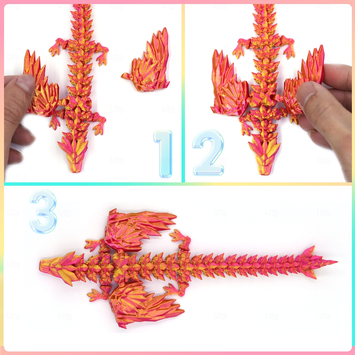 بيض تنين مطبوع بتقنية الطباعة ثلاثية الأبعاد مع تنين بداخله، بيض صغير، ألعاب كريستالية مفصلية، حشوات لسلال عيد الفصح، قطع أسطورية غامضة 2026 - $9.99 –P2