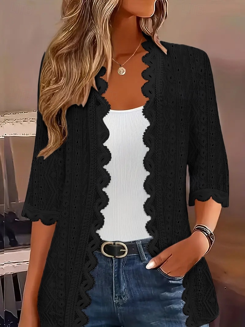 Mujer Chaqueta casual Cómodo Transpirable Tejido en Punto Casual Plano Casual Vacaciones Calle Ropa Cotidiana Frente Abierto Regular Sin Cuello Ajuste regular Manga Larga Ropa de calle Azul Piscina 2026 - $26.99 –P1