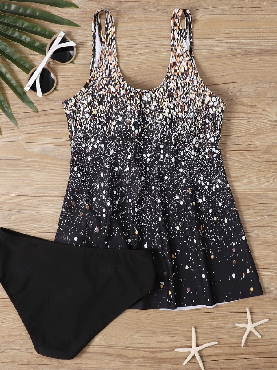 Costum de baie pentru femei tankini 2 piese cu slipuri cu control al burticii talie înaltă cu spatele gol pentru vacanțe la plajă cu gradient cu fluturi cu guler V fără mâneci 2026 - €18.99 –P13