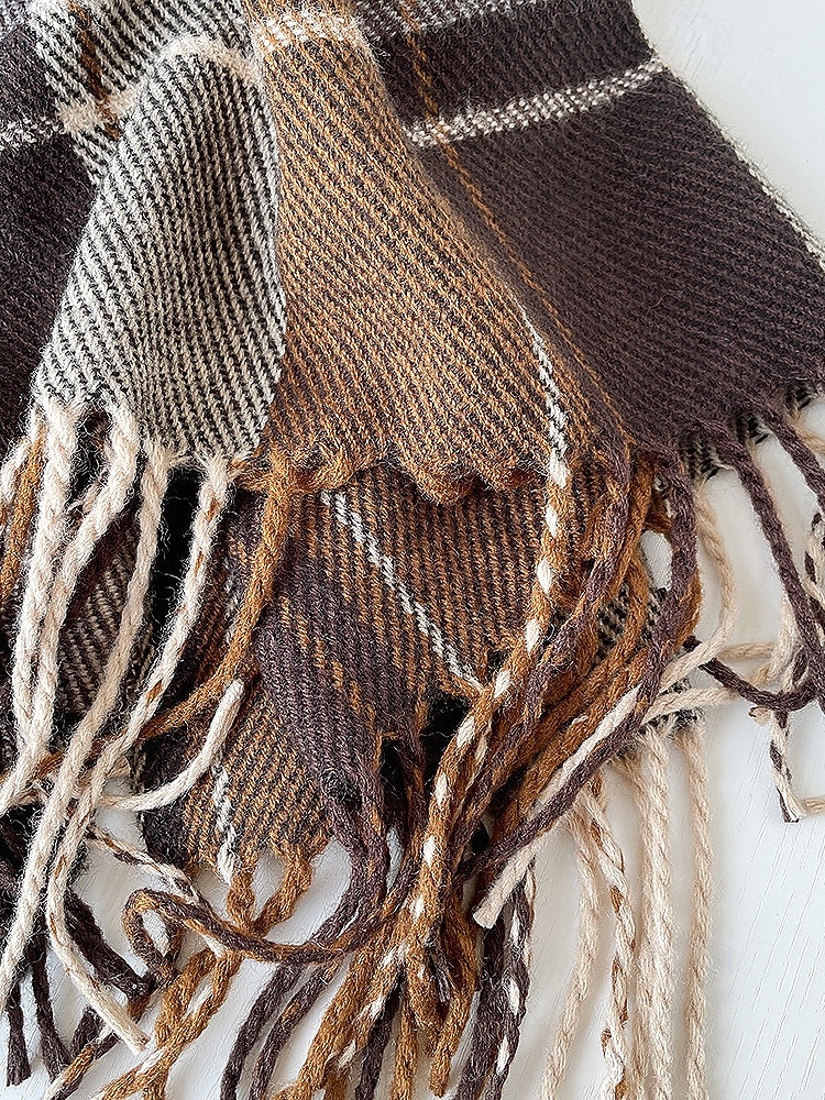 Miesten villajäljitelmäpolyesterihuivi, ruudullinen kuvio, useita värejä, täydellinen lahjaksi 2026 - $14.99 –P10