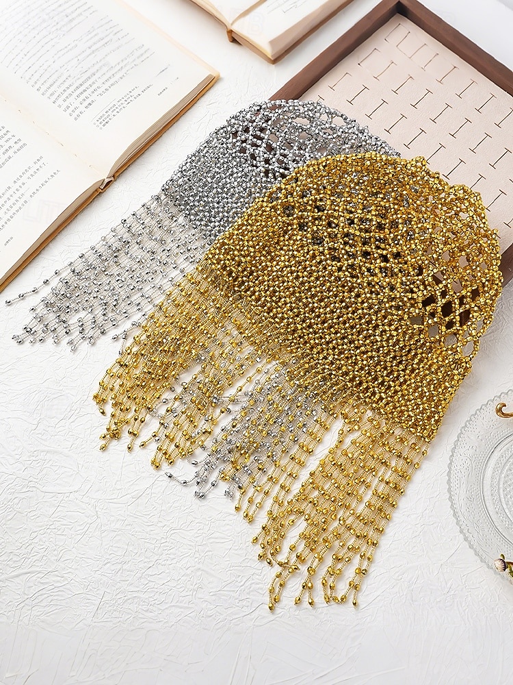 Dames Mardi Gras Beade Hoofddoek met Plastic Kralen Meerdere Kleuren Elegante Ontwerp Perfect voor Carnaval  Masker Bals 2026 - $19.99 –P13