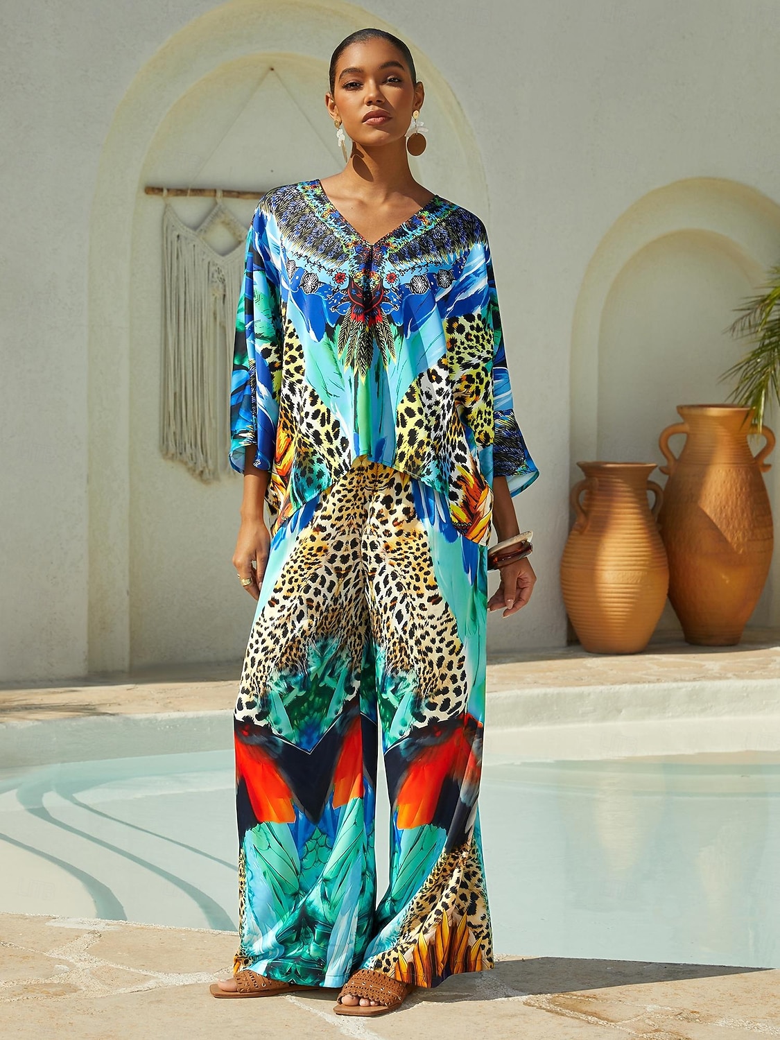 hedvábný saténový top s leopardím vzorem v džungli 2026 - Kč1558 –P2