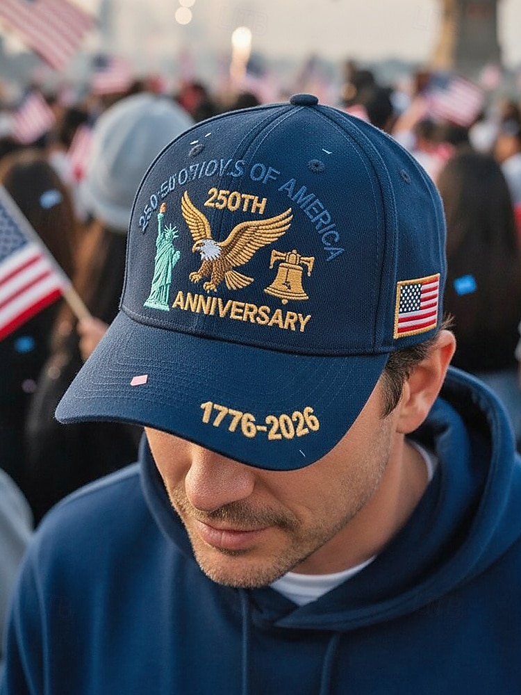 Cappello ricamato da uomo per il 250° anniversario degli Stati Uniti - USA multicolore design patriottico dell'aquila e della Statua della Libertà misura regolabile per celebrazioni all'aperto e del 2026 a $14.99 –P2