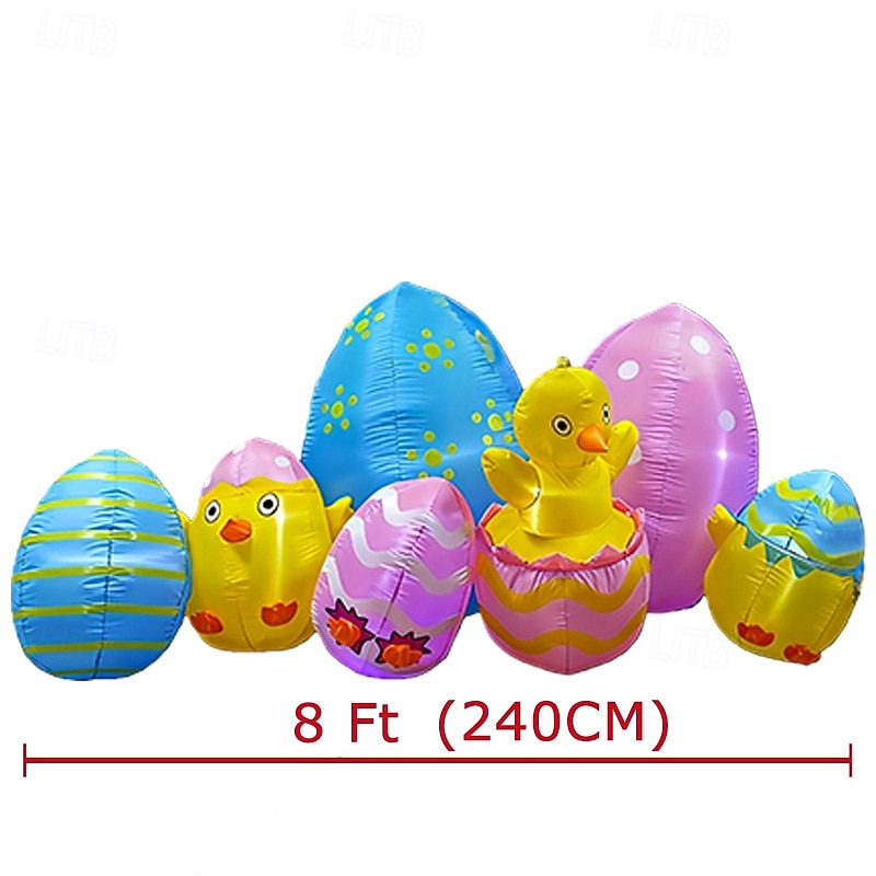 2026年 2.4mのイースターインフレータブルひよこ、卵から孵化、LEDライト付き、屋内/屋外の庭の芝生のパーティーの装飾、イースターのお祝いのための中庭の装飾  コレクション – $89.99 –P1