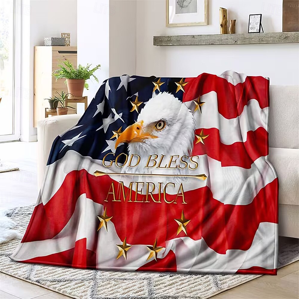 Tag der Unabhängigkeit Fleecedecken Überwurfdecke für die Couch Geschenk Eagle amerikanische Flagge Klassisch 3D Sofa Bett Dekorative Decke Warme Decke Wohndeko 2026 - $24.99 –P2
