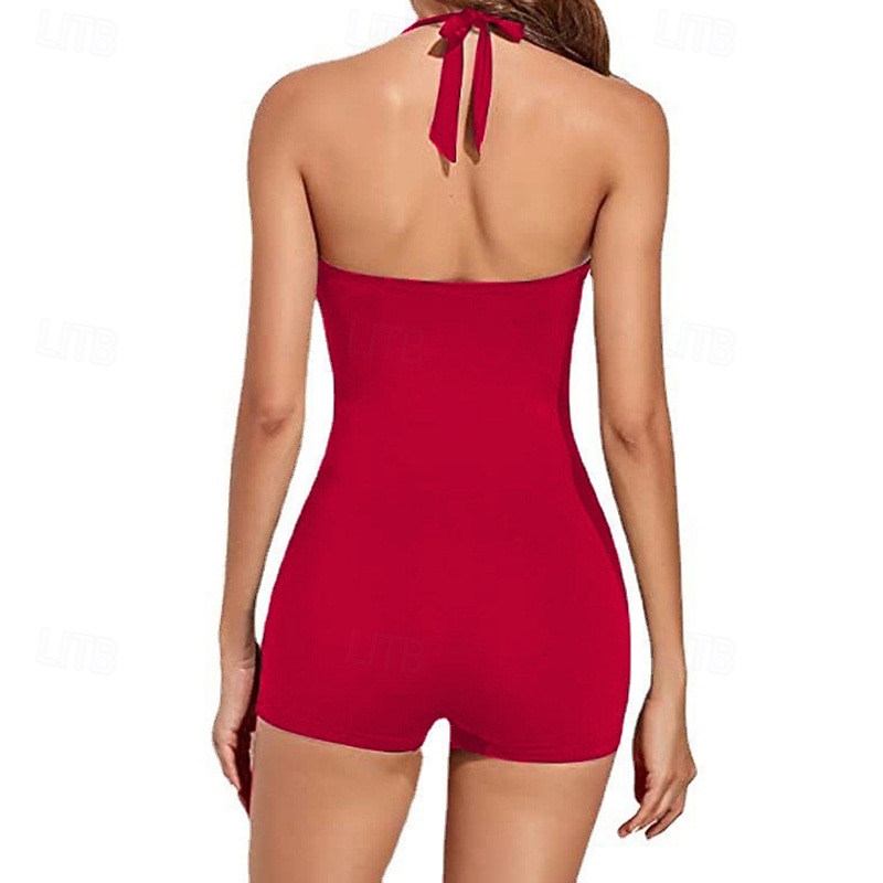 Mujer Traje de baño Traje de baño de una pieza fruncido Trajes de baño Color sólido Cabestro Elástico Sin Mangas Bañadores Surf Playa Vocación Verano 2026 - $16.49 –P20