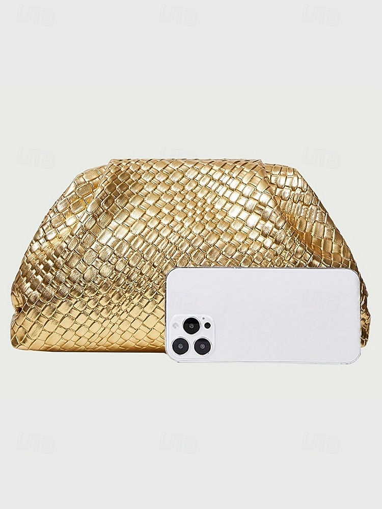 pochette da donna in similpelle con motivo intrecciato in rilievo, vari colori, design elegante per matrimoni ed eventi serali del 2026 a $32.99 –P9