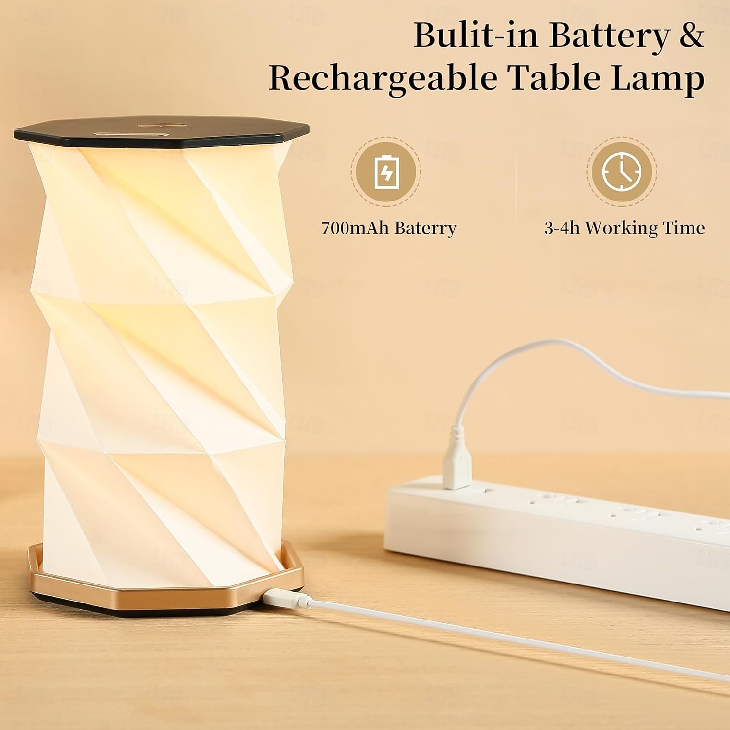 портативная лампа для путешествий с сенсорным диммером, дорожная лампа с теплым светом, складная бумажная лампа, перезаряжаемая настольная лампа на батарейках для спальни и гостиной, подарки для 2026 - $41.99 –P3