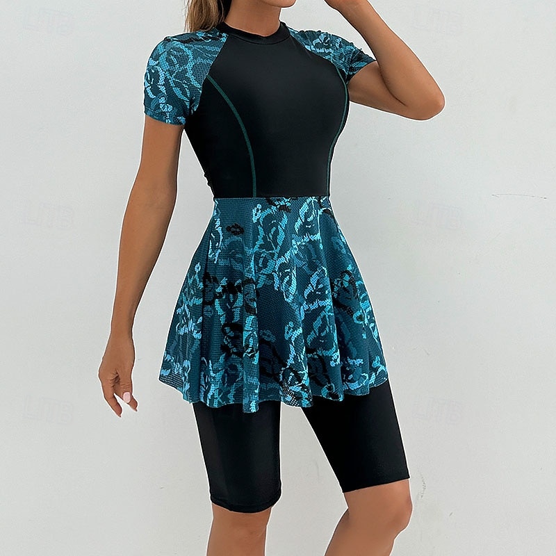 Per donna Costumi da bagno Due pezzi Shorts Costume da bagno Patchwork Vacanza Abbigliamento da Spiaggia Grafico Girocollo Maniche Corte Costumi da bagno del 2026 a $33.99 –P1