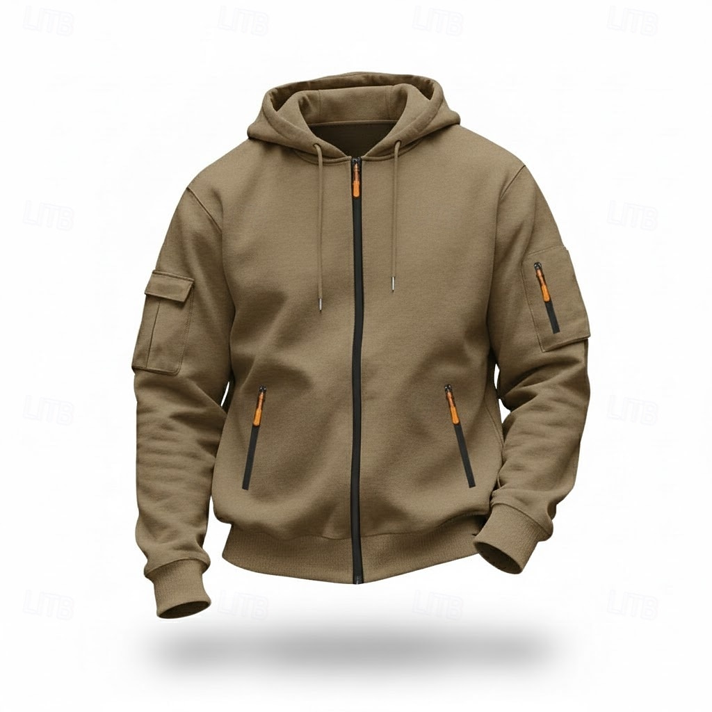 Pánské Kapuce Mikina s kapucí na zip Fleecová mikina Černá Námořnická modř Velbloudí Světle šedá Tmavě šedá Kapuce Bez vzoru Slátanina Sporty a outdoor Denní Dovolená Polyester Šik ven Základní Na 2026 - $29.99 –P6