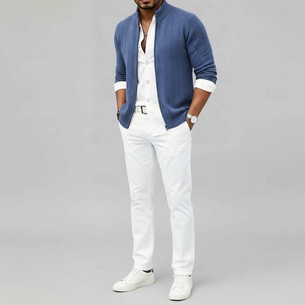 Men's Premium Pure Wool Cashmere Cardigan Sweater Classic Knit Zip Up Soft Warm Breathable 2026 - $126.99 –P4