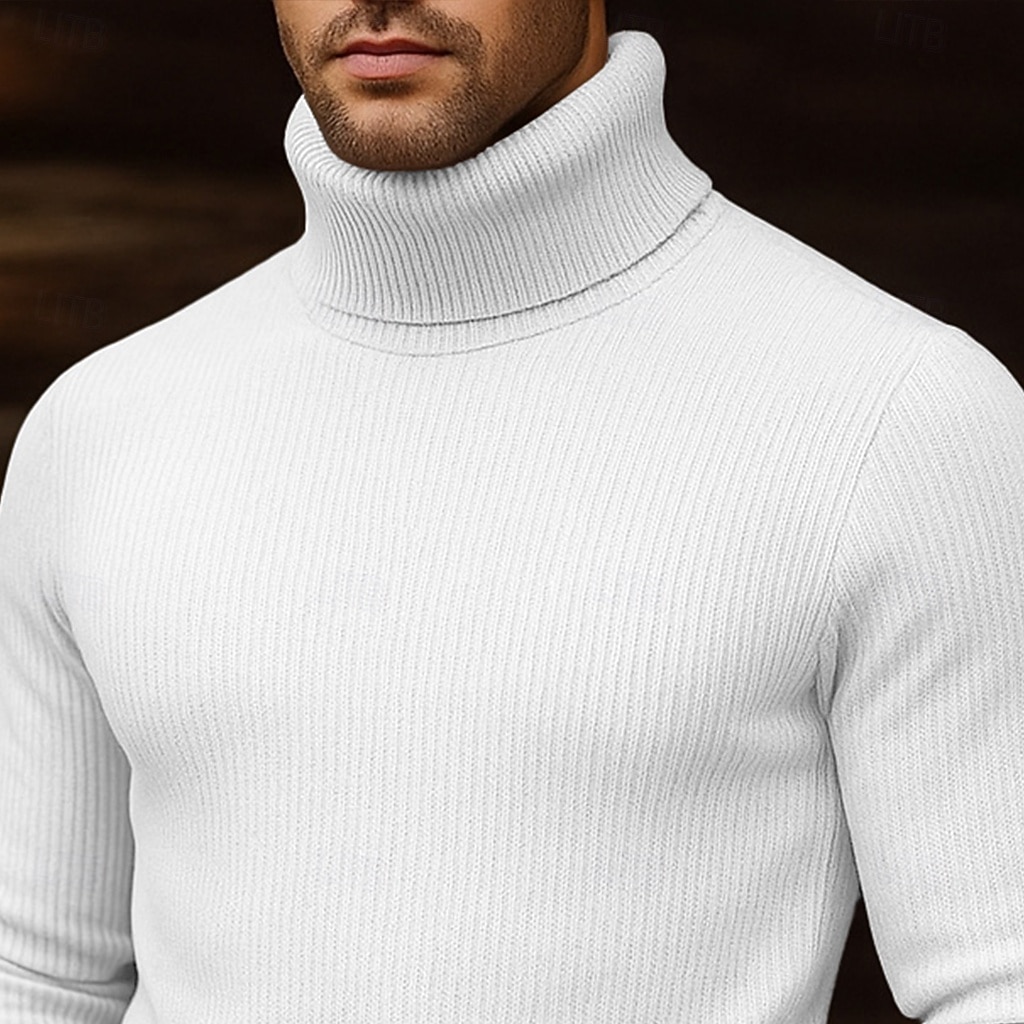 Men's Turtleneck Sweater Pullover Sweater Jumper Cropped Sweater Ribbed Knit Regular Tops Knit Plain Turtleneck Modern Contemporary Casual Casual Work Clothing Apparel Fall Winter Wine Black S M L 2026 - $22.99 –P2