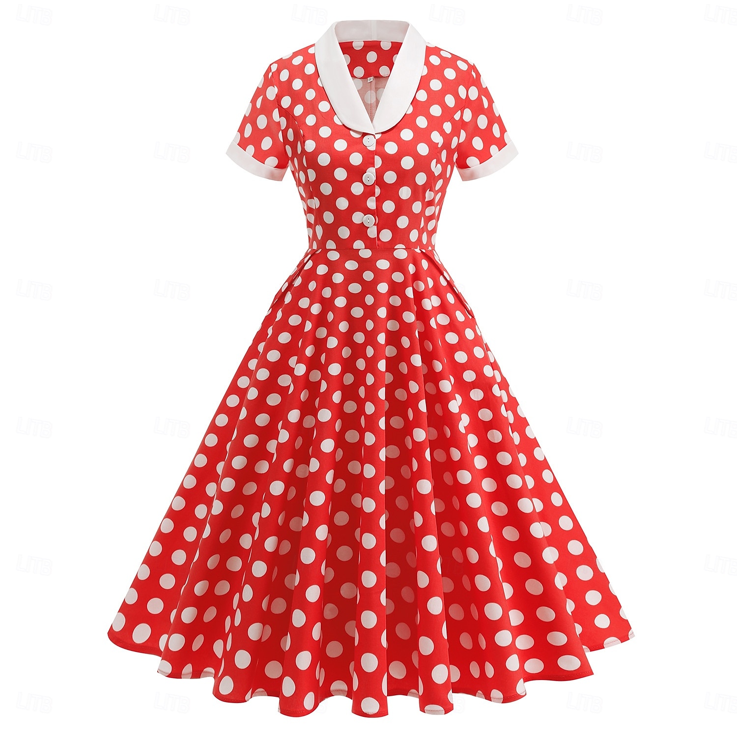 1950-es Retró Rockabilly Déli Swing ruha Flare ruha Rövid ujjú Pöttyös Karcsúsított Jelmez Női Farsang Valentin nap Hétköznapi Hazaérkezés Retro témájú buli Felnőttek Ruha Tavaszi nyár 2026 - $55.99 –P4