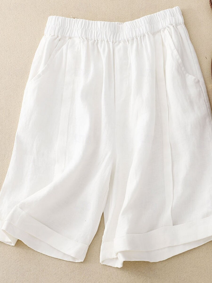 Women's Capri Pants Shorts Summer Shorts Beach Shorts Vacation Basic Casual Full Length High Waist Plain Pocket Wide Leg Elastic Waistband Quick Dry Soft Comfortable Stretchy Beach Holiday Blue Black 2026 - $22.99 –P14