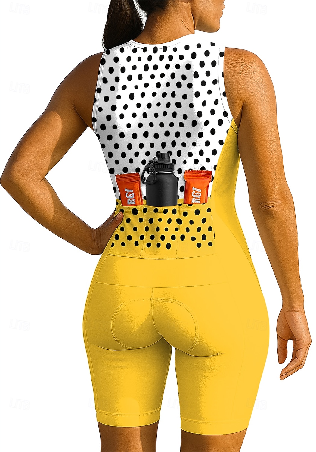 Dam Triathlondräkt Cykeltröja set Ärmlös Sommar Gul Rodnande Rosa Rubinrött Prickig Cykel 3D Tablett Torkar snabbt Snabb tork UV-Resistent Dragkedja fram sporter Kläder 2026 - $44.99 –P2