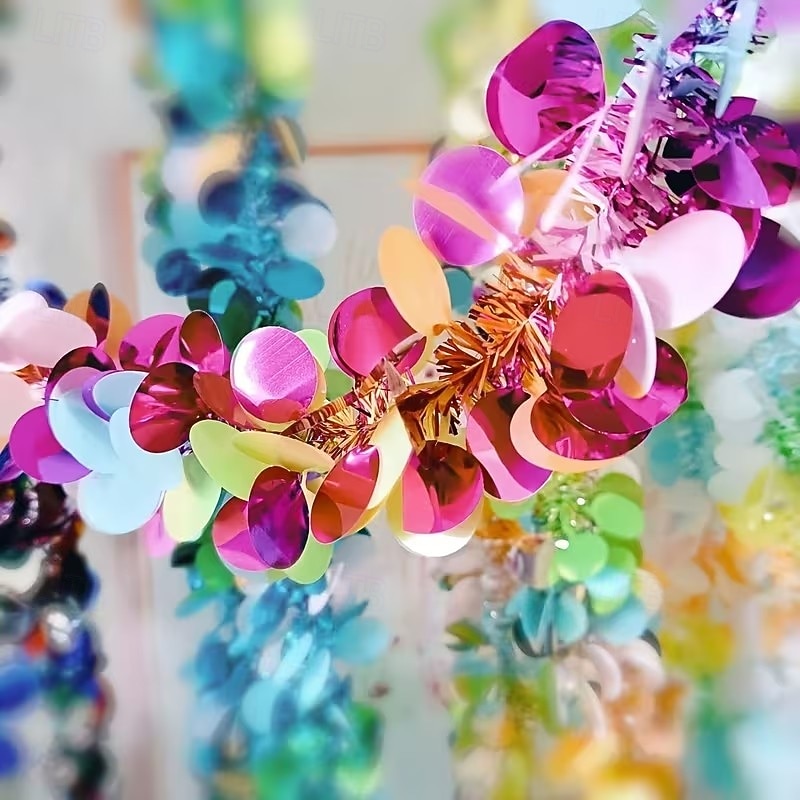 glittergirlander med skinnende paljetter – festlige båndslynger til festdekorasjon, bryllup, bursdag, høytid og juletredekor, glitrende hengende girlander til hjemmet &styling av arrangementer 2026 - $9.99 –P1