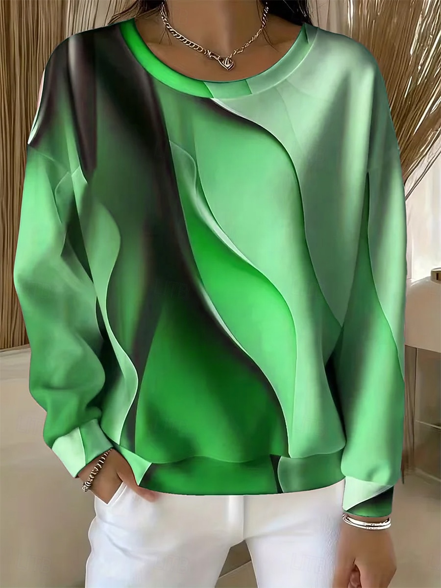 Dámské Svetrová mikina Grafika Geometrický Abstraktní Na běžné nošení Dlouhý rukáv Tričkový Běžné topy Ležérní ulice Na den Vodní modrá Světle modrá Rubínově červená Fialová Trávová zelená Podzim Zima 2026 - $28.99 –P4